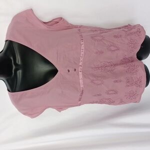 Axcess Cap Sleeve Purple Top With Embroidery Size 12, 22" PTP